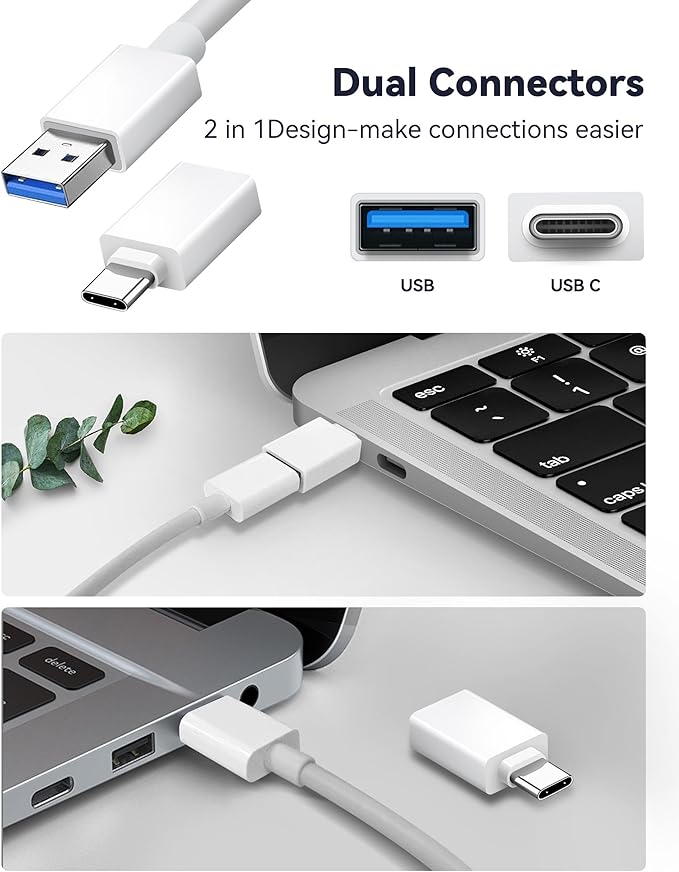 SD Card Reader, 5 in 1 USB USB-C Dual Connector to SD/TF/CF/Micro SD/XD/MS Multi Memory Card Reader OTG Adapter -Compatible with Windows/Mac/Linux/Android, Plug & Play