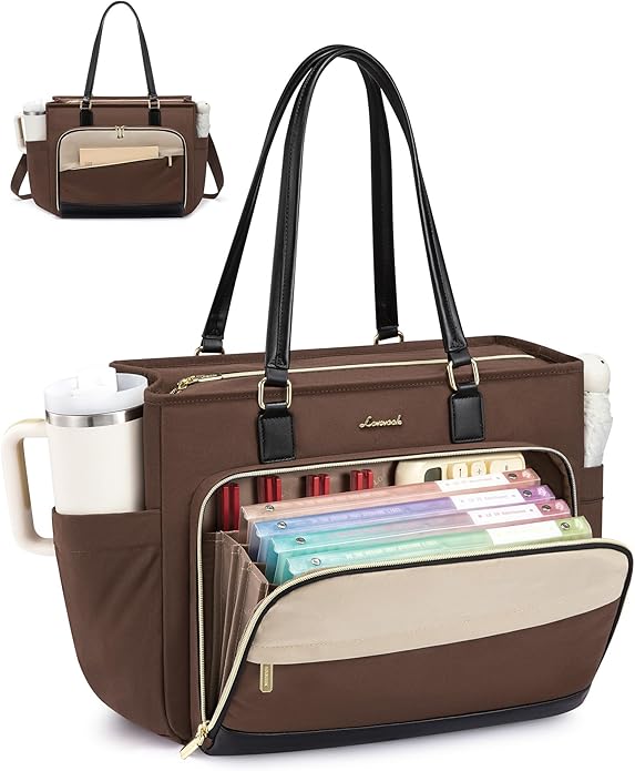 LOVEVOOK Teacher Tote Bag, Laptop Bag for Women with Accordion File Organizer, Nurse Work Bag for Office & Business Supplies