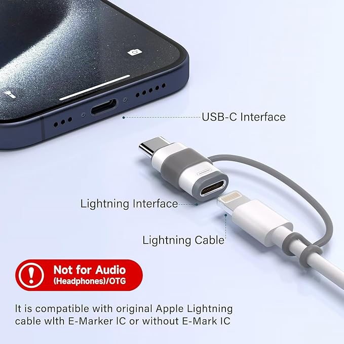 4 Pack Lightning to USB C Adapter for iPhone 15/16/17/17 Pro Max/Plus,Samsung S25,Support Charging & Data Transfer,Type C Charger Connector Cable,Lightning Female to USB C Male Adapter,Not for Audio
