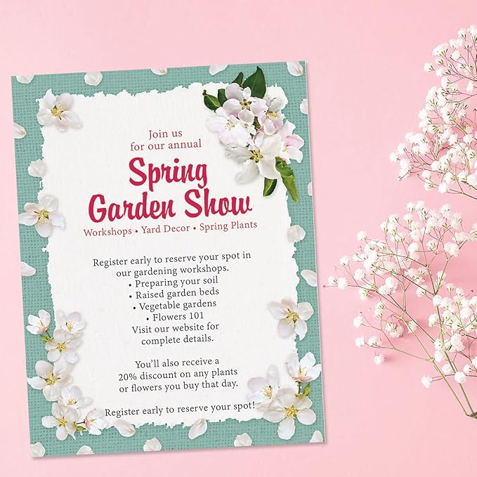 Current White Spring Bloom Floral Letter Paper - Spring Stationery Papers With Decorative Bloom Border, Printable Holiday, Wedding & Bridal Shower, & Invitation Sheets, Set of 25, 8 1/2" x 11"