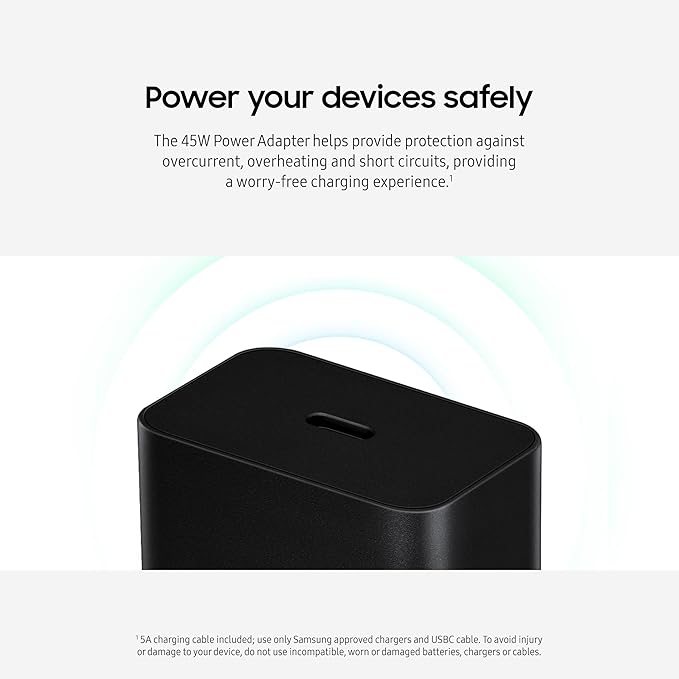 Samsung 45W Wall Charger Power Adapter with Cable Included, Super Fast Charging for Galaxy Phones, Tablets and USB Type C Devices, Low Standby Power Consumption, EP-T4511XWEGUS, White