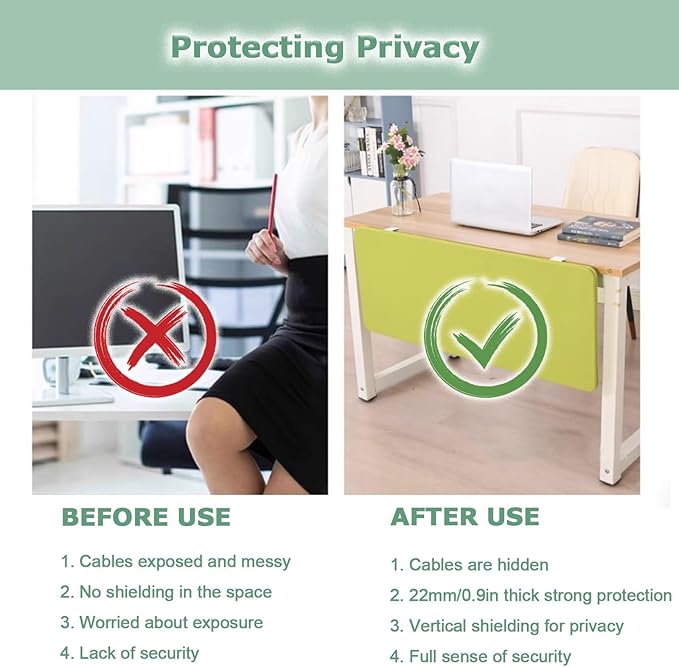 Under Desk Floor Length Privacy Panel, Desk Divider Sound Proof Privacy Shields for Under The Table Privacy Panels for Students and Office(LxH 120x60cm/47.2x24in)