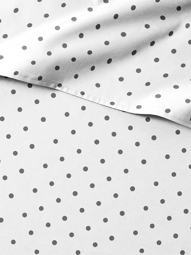 Kids Black Polka Dots Twin 3 Piece Sheet Set - Boys, Girls, Teens, Toddler - Easy Fit Deep Pockets - Breathable, Hotel Quality Sheets - Machine Washable - Wrinkle Free - Cute, Cozy, Soft - CGK Linens