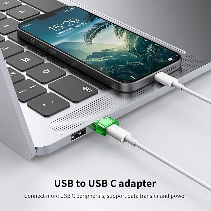 USB to USB-C Adapter 10 Pack, Type C Female to USB Male Power Charger Converter, C to USBA Adapter Compatible for MagSafe Apple Watch Series/SE/Ultra 2 iPhone 15/16/17 Plus Pro Max AirPods Pro