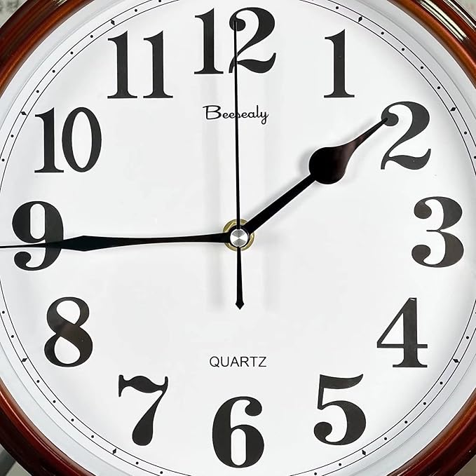 Beesealy Desk Clock for Table Decor,Retro Mantel Clock Battery Operated for Fireplace Mantel, Living Room,Bedroom,Office,Desktop Decoration (Brown)