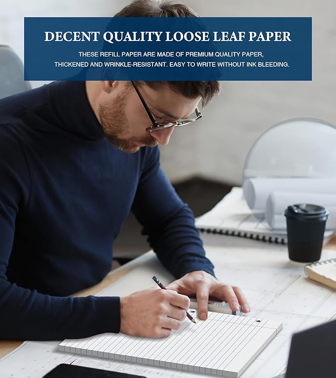 Wide Ruled Loose Leaf Paper, Notebook Paper, 8.5 x 11 Wide Ruled Paper, 3 Hole Punch Binder Paper, 200 Sheets Lined Paper for 3 Ring Binders, Writing Paper with Lines (2 Pack)