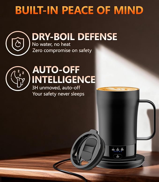 Self-Heating Coffee Mug, 14oz Heated Coffee Mug Rechargeable - Temperature Control Cup Keep Drinks Hot, Smart Cup Great Gift for Women & Slow Sippers