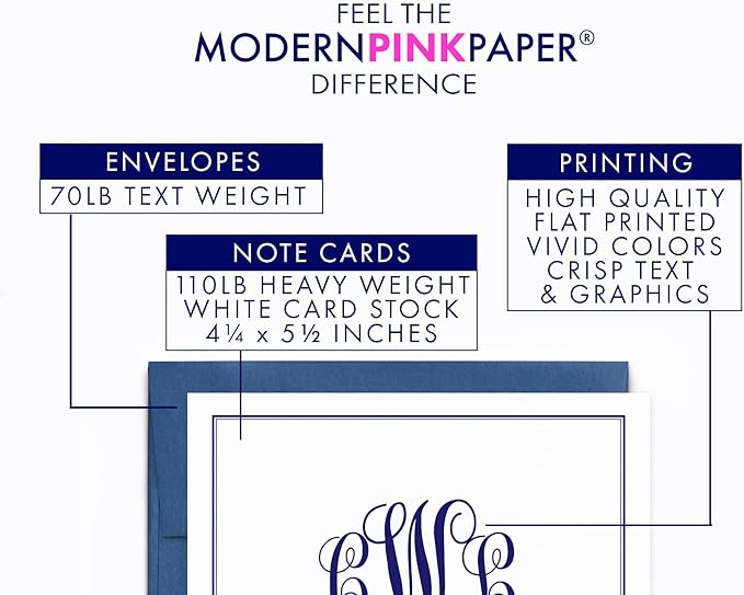 Classic Monogram Stationary Set FOLDED NOTE CARDS, Personalized Stationary Set, Personalized Monogram Stationery, Your Choice of Colors and Quantity