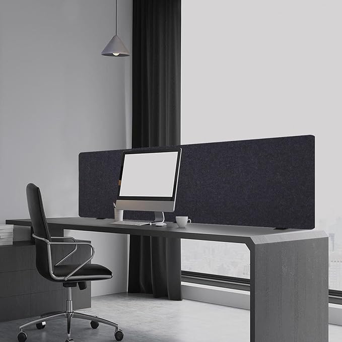 Desktop Privacy Panel, Sound Absorbing Cubicle Desk Divider Privacy Panel for Reduces Noise and Visual Distractions, Office Partition, Clamp-on Type (Dark Grey)
