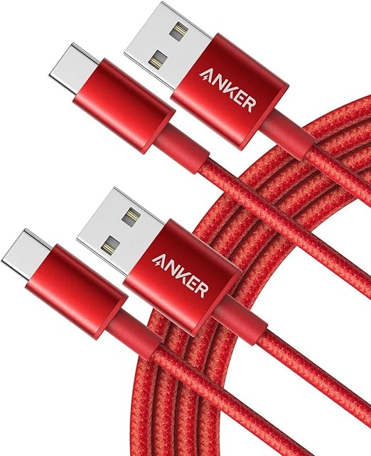 Anker Cable [2 Pack, 6FT], USB A to USB C Cable for iPhone 17 Series,Samsung Galaxy S10 S10+, LG V30, Beats Fit Pro and More (Red)