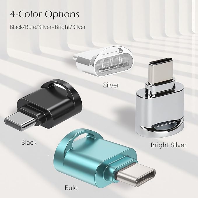 USB C Micro SD Card Reader for Android Phone, Camera, Laptop with Keychain, Mini Metal Type-C Card Reader (Black)