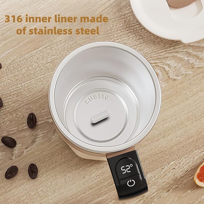 Self Stirring Coffee Mug,Heated Coffee Mug Rechargeable with Temperature Display,Fun Coffee Mug Warmer,Suitable for Beverages Such Coffee,Milk,Cocoa (Green)