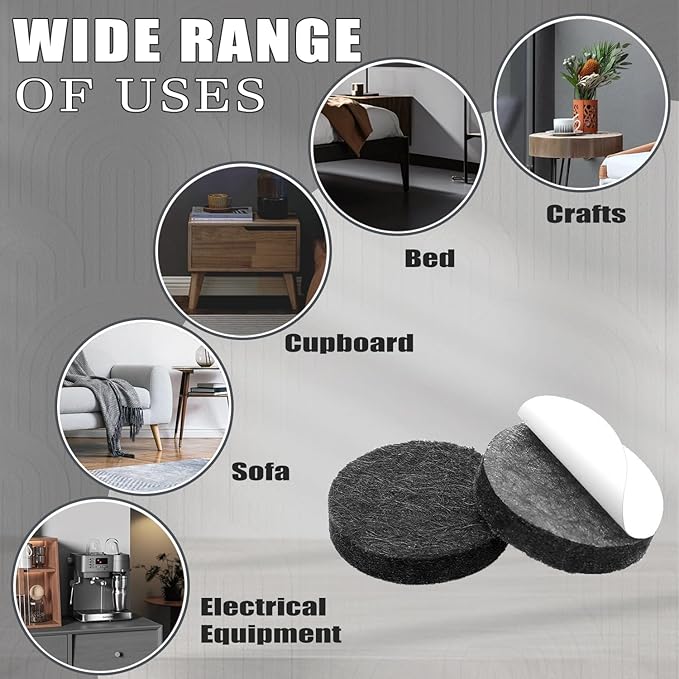 Yelanon Felt Furniture Pads -182 Pcs Premium Felt Pads for Chair Legs Furniture, Floor Protectors for Hardwood Floors,Black & Brown