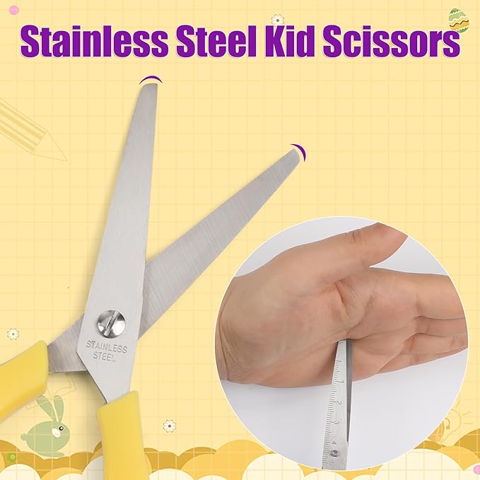 BURVAGY 36Pack 5.5" Safety Small School Kids Student Round Blunt Tip Craft Scissors Bulk, Stainless Steel Blades Comfort Grip Scissors for Kid Children Kindergarten Cutting Paper