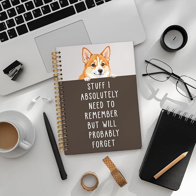LIANGW Funny Corgi Gifts for Women & Men, Corgi Lovers Gifts Spiral Notebook Journal for Writing, Pet Dog Mom Owner Gift, 5.5x8.3 Inch