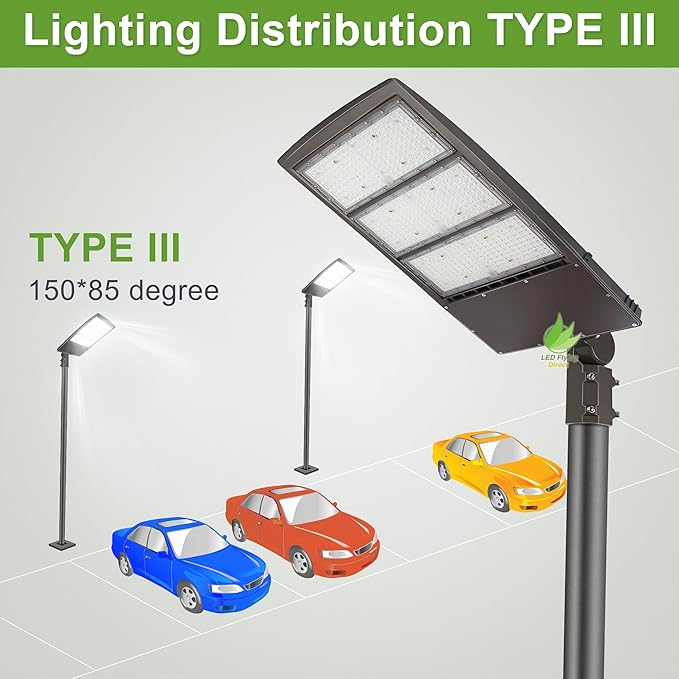450W LED Parking Lot Lights, LED Street Area Lights, 20KV Surge Protector, 1-10V Dimmable, 1000-1500W MH Equiv LED Shoebox Lights, 63,000LM 5000K 100-277V DLC UL Certified