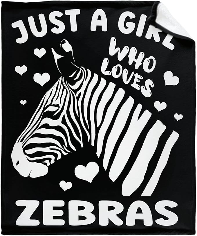 Just A Girl Who Loves Zebras Blanket Lightweight Cozy Flannel Fleece Throw Blanket Best Gift Home Decor for Bed Couch Outdoor Camping 120"x90" King for Family