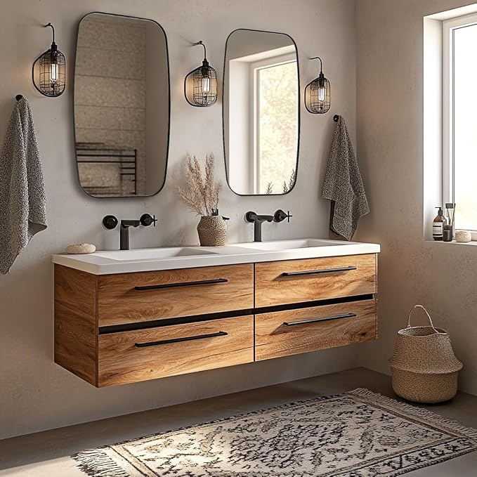 ANDY STAR 24x30 Black Bathroom Mirror, Oblong Vanity Mirror with Stainless Steel Metal Frame, Matte Black Mirror for Over Sink, Modern Anti Rust Wall Mounted