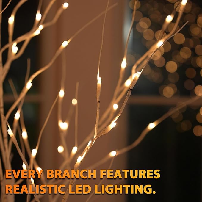 LED Birch Tree Lights, 6ft Trees with Warm White Lights, Outdoor Indoor Christmas Wedding Party Decor