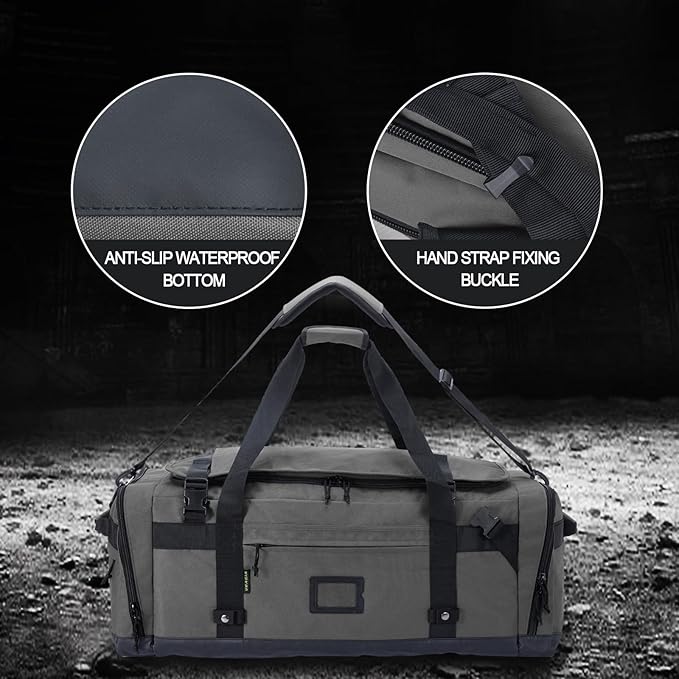 Large Duffle Bag for Travel - Men & Women, Foldable Gym Duffle Backpack, Heavy Duty Tactical Military Canvas Duffel Bags, Extra Big Carry On with Shoe Pockets, Waterproof (80L/103L)