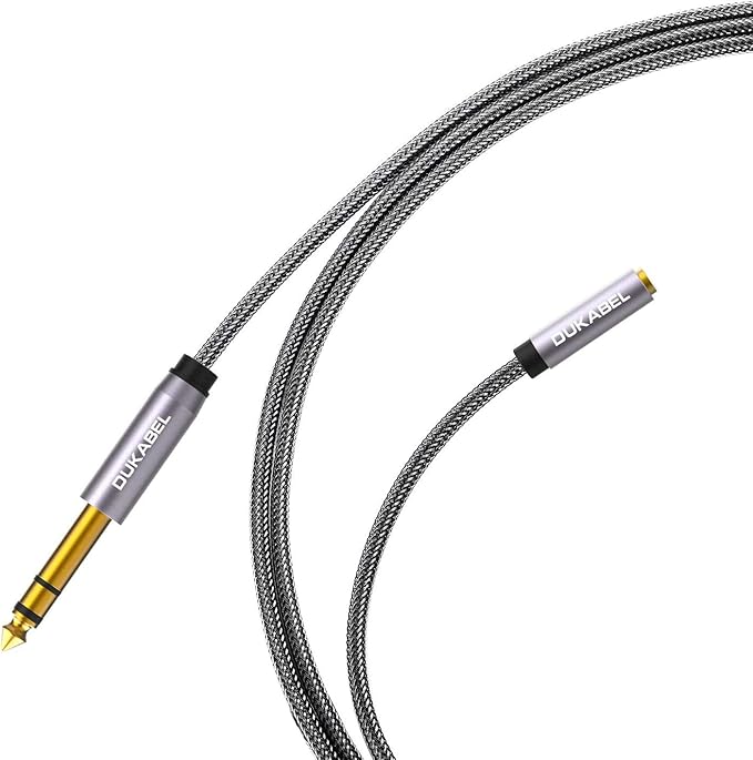 DUKABEL TopSeries Long 1/4'' Male to 1/8'' Female Adapter Cable (16ft/5M) 6.35mm to 3.5mm Phone Audio Connector Quarter Inch Adapter for Mixer Guitar Piano Amplifier Speaker and More