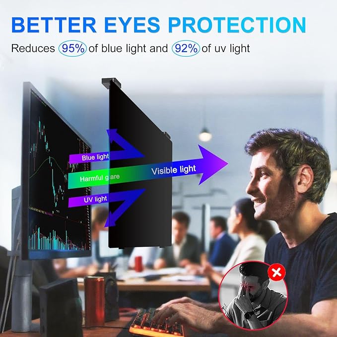 GUDTEKE 2Pack Magnetic 27 Inch Privacy Screen for Computer Monitor 16:9 Aspect Ratio, Hanging Removable Anti-Blue/Glare Protector Film, Anti Spy Desktop Security Private Filter 27in