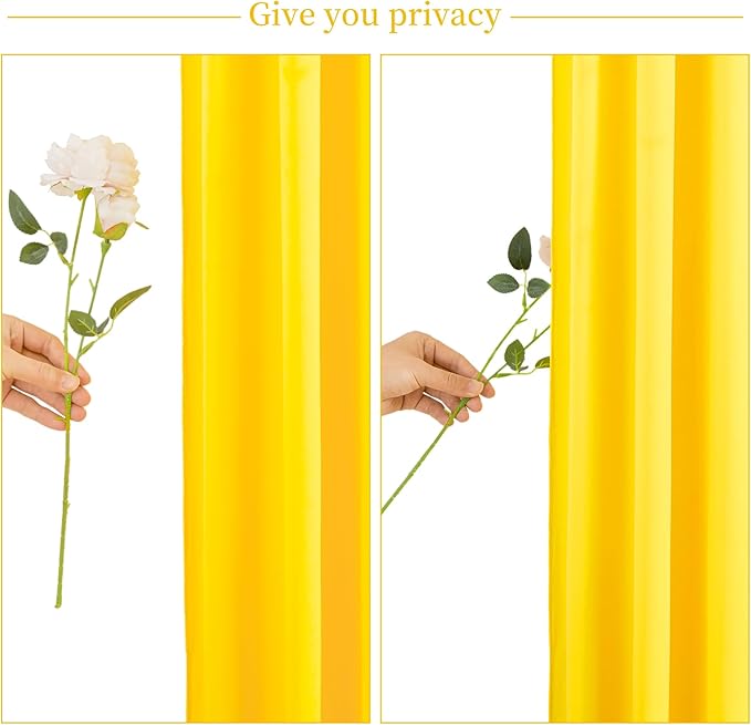 Yellow Backdrop Curtain for Parties Wrinkle Free Lemon Yellow Photo Curtains Backdrop Drapes Fabric Decoration for Birthday Party Wedding Baby Shower 5ft x 7ft,2 Panels