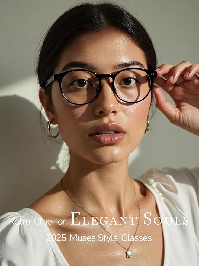 Icesor Round Blue Light Blocking Glasses Lightweight Chic Frame Anti Eye Strain Protection Computer Gaming for Women and Men
