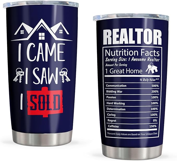 Realtor Gifts - Real Estate Agent & Closing Gifts for Women & Men, Realtor Supplies - 20oz Tumbler