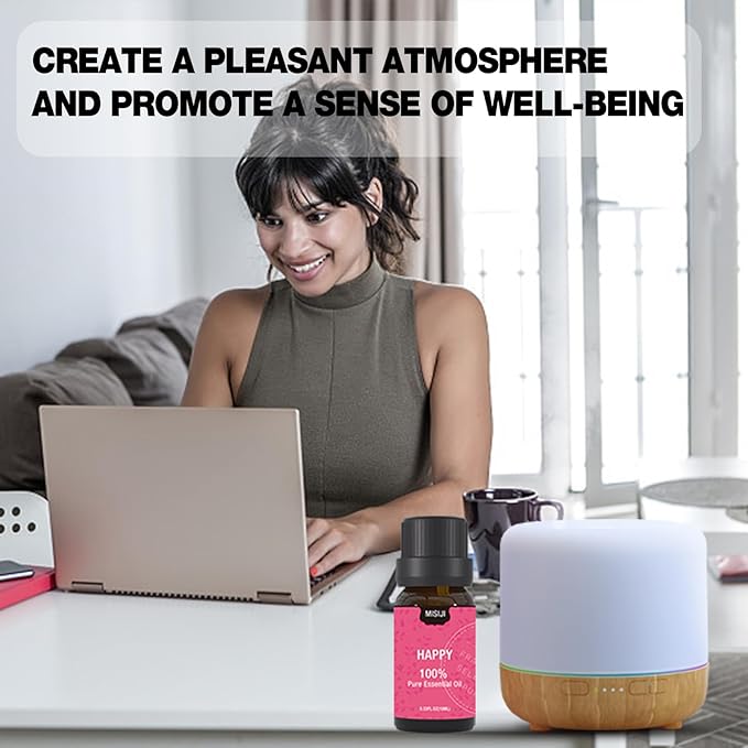 MISIJI Well-Being Essential Oils Set-Essential Oils for Diffuser for Home,Essential Oils Diffuser Scents for Skin,Aromatherapy,Laundry,Candle&Soap Making,Humidifiers 6 X 10ML