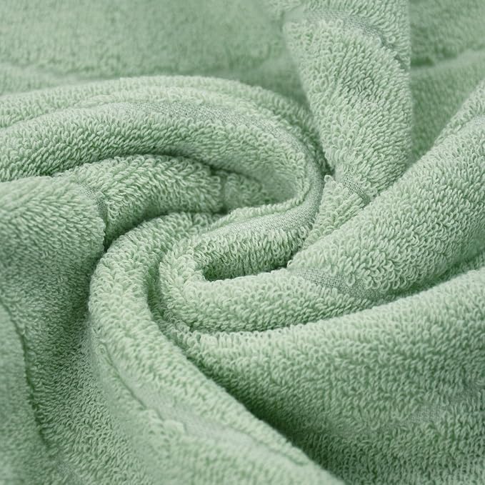 Jacquotha Hand Towels 2 Pack - Sage Green Wavy Striped Hand Towels for Bathroom, 100% Natural Cotton Soft Absorbent Decorative, 13x29 Inches
