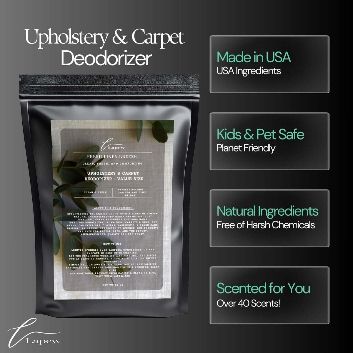 Fresh Linen Breeze Carpet Freshener Powder Refill 36 oz | Powerful Odor Eliminator for Home | Upholstery Deodorizer | Carpet Deodorizer | Pet Urine | Cat Litter Box