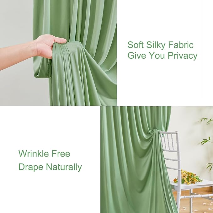 8 Panels Sage Green Backdrop Curtain for Parties Wrinkle Free Dark Green Photo Curtains Backdrop Drapes Fabric Decoration for Weding Baby Shower Birthday Party Photography 40ft(W) x 10ft(H)