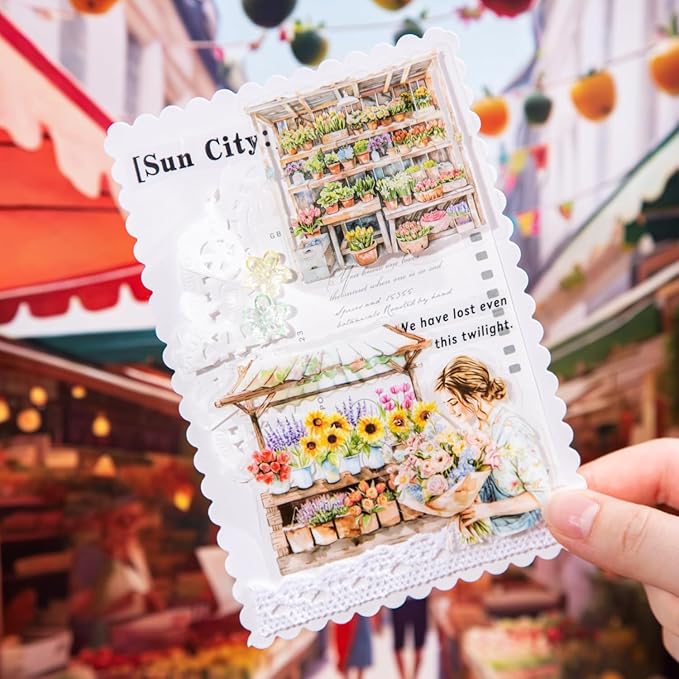 AuriicLeaf Farmers Market PET Stickers, 80PCS Bazaar-Themed Journal Supplies for Scrapbooking, DIY Crafts, and Planner Embellishment