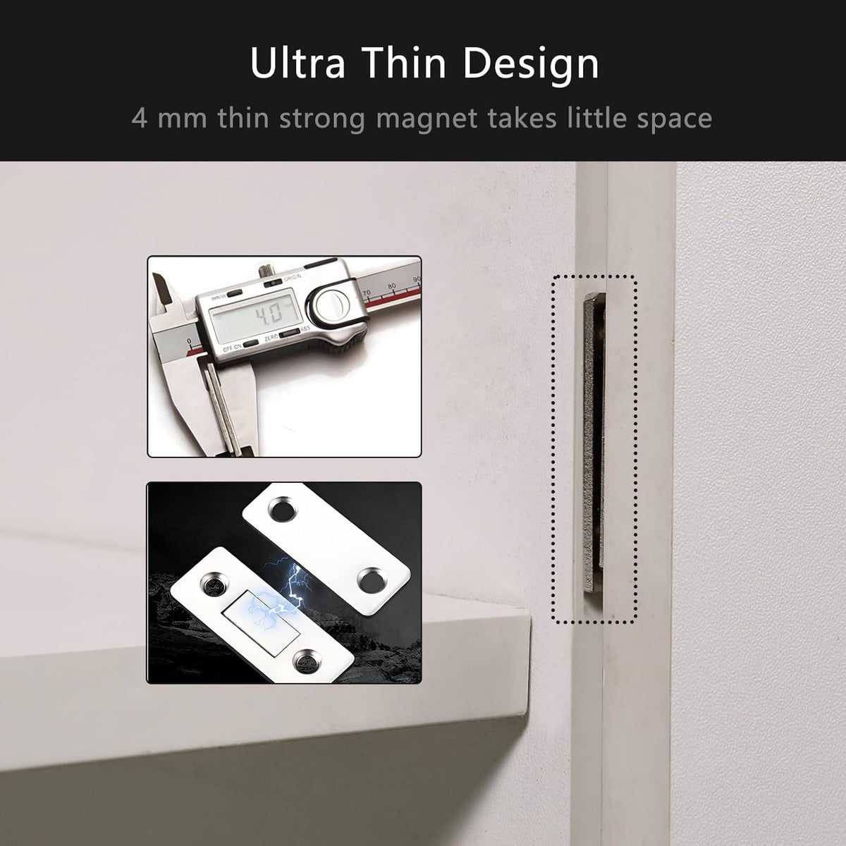 Cabinet Magnetic Catch, 6 Pack Ultra Thin Magnetic Cabinet Door Catch, Adhesive Cabinet Magnets for Kitchen Drawer Cabinet Door Closet, Concealed Strong Magnetic Cabinet Latch