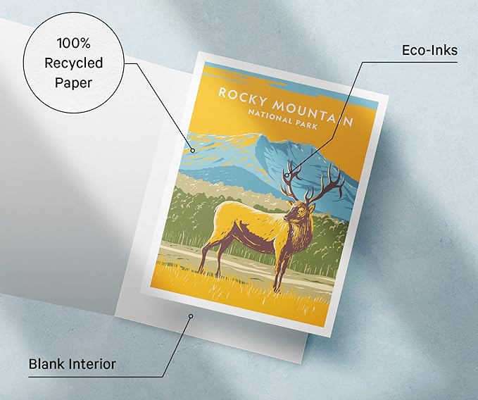 Twigs Paper - Assorted Outdoor National Parks Greeting Cards - Stationery Cards with Envelopes - Thank You and Blank Note Cards -Greeting Cards for All Occasions - Made in USA (5.5 x 4.25, Set of 12)