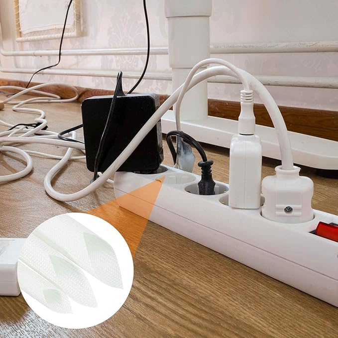 MECCANIXITY 30ft Braided Cable Sleeve, 9/32" ID 200C High Temperature 1500V Fiberglass Wire Insulation Cord Protector Organizer Wires Management for Motor Engine Fuel Line, White