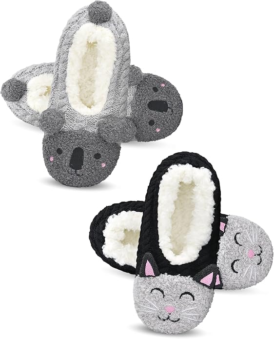 DICUIRD Womens Cute Animal Soft Sole Slipper Socks with Grippers-Fuzzy House Slippers