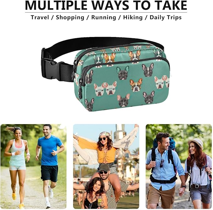 Kawaii French Bulldog Fanny Pack for Women Men Water Resistant Fashion Waist Packs with Adjustable Strap Belt Bag for Travel Workout Jogging Hiking 21219309