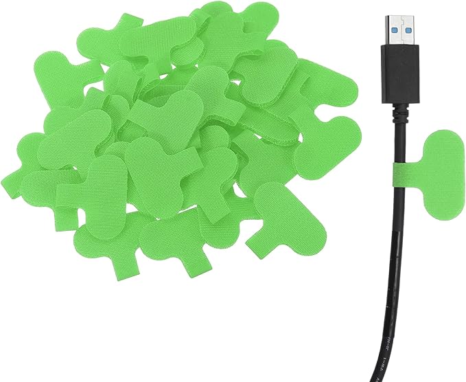 uxcell Cable Labels, 40Pcs Waterproof Cable Tag Writable Wire Labels Self-Adhesive Wire Tags Reusable Hook & Loop for Electronics Computer Cord Management Identification, Green