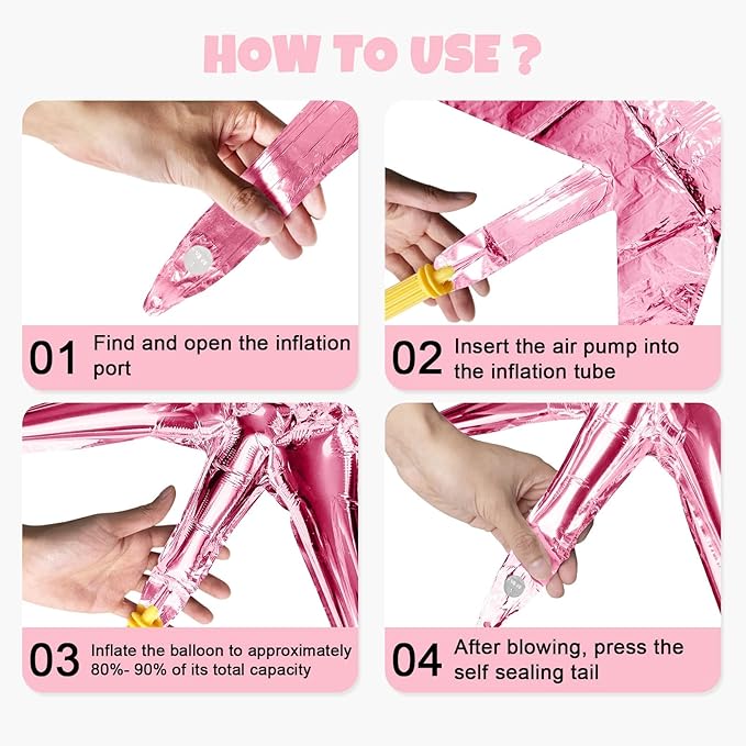 Pink Star Balloon,16Pcs Light Pink Star Foil Balloons Set with 22Inch Explosion Spike Cone Balloons and 10Inch Quadrangle Helium Balloon for Birthday Wedding Baby Shower Party Decorations