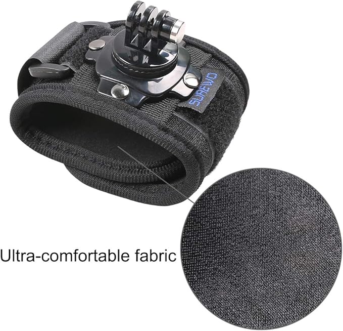 Wrist Strap Mount, 360° Rotating Arm Mount Strap Compatible with GoPro Hero 13/12/11/10/9/8/7//6/5 Black,DJI Action 6/5 pro/4/3,Insta 360 ONE R,AKASO/Campark and More Action Cameras