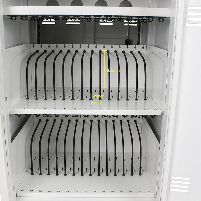 Laptop and Tablet Storage Cart,with Combination Lock Mobile Charging Cabinet for Up to 30 Unit,with Charging Port Screen Size Up to 16.3",Charging Cart for Tablets,Laptops,Suitable for School,Business