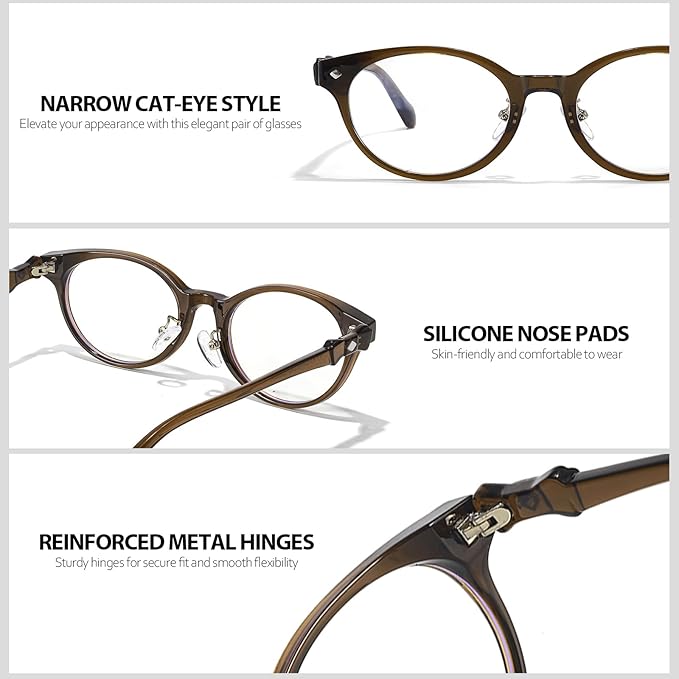 IGnaef Blue Light Blocking Glasses for Women, Oval Frame Bluelight Glasses for Gaming/Computer/Screen BL6216
