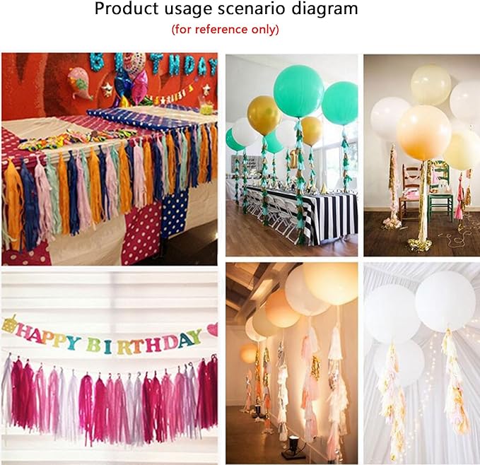 We Moment Black Yellow and White Tissue Paper Tassels Party Tassel Garland Banner for Party Decorations, DIY Kits,15PCS