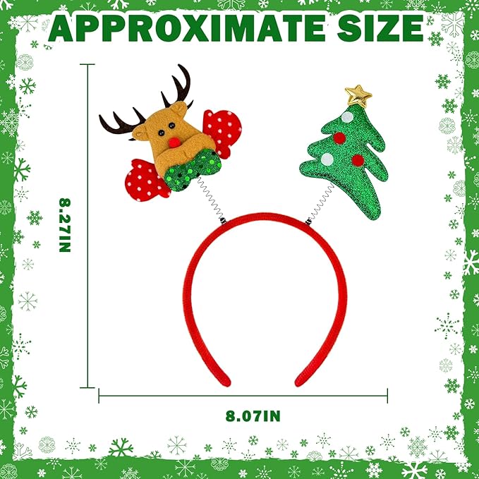 Christmas Headbands Party Favors Supplies for Girls Kids 12 PCS,Funny Holiday Hat Toppers Hair Accessories Photo Booth Props for Decorations,Christmas Party Games Prizes Stuff Trinkets for Women Men