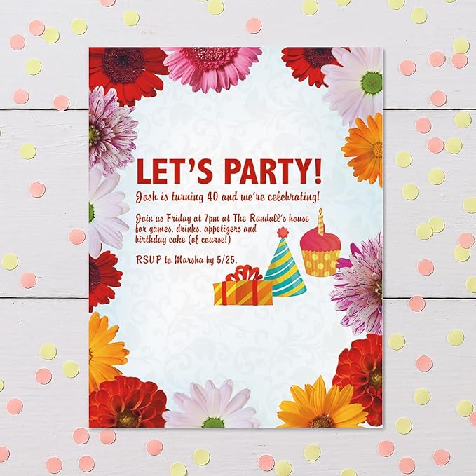 Current Daisy Floral Letter Paper - Spring Stationery Papers With Decorative Daisy Border, Printable Holiday, Wedding & Bridal Shower, & Invitation Sheets, Set of 25, 8 1/2" x 11"