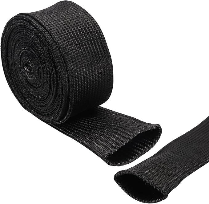 uxcell Insulation Cable Protector,40mm/1.57 Inch-5m/16 Feet High Temp Fiberglass Sleeve Black