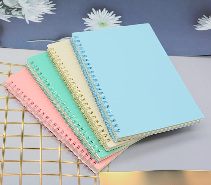 Yansanido Spiral Notebook, 8 Pcs A5 Thick Plastic Hardcover 7mm College Ruled 8 Color 80 Sheets -160 Pages Journals for Study, Work, Travel and Notes (A5, 8 Pcs 8 Color)