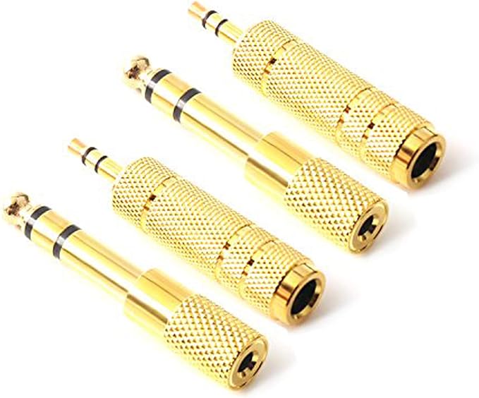 SiYear 3.5mm 1/8 inch TRS Plug to 6.35mm 1/4 inch Jack and 3.5mm Female to 6.35 Male Plug Gold Plated Set Audio Stereo Adapter Converter for Headphone, Microphone (4 -Pack)